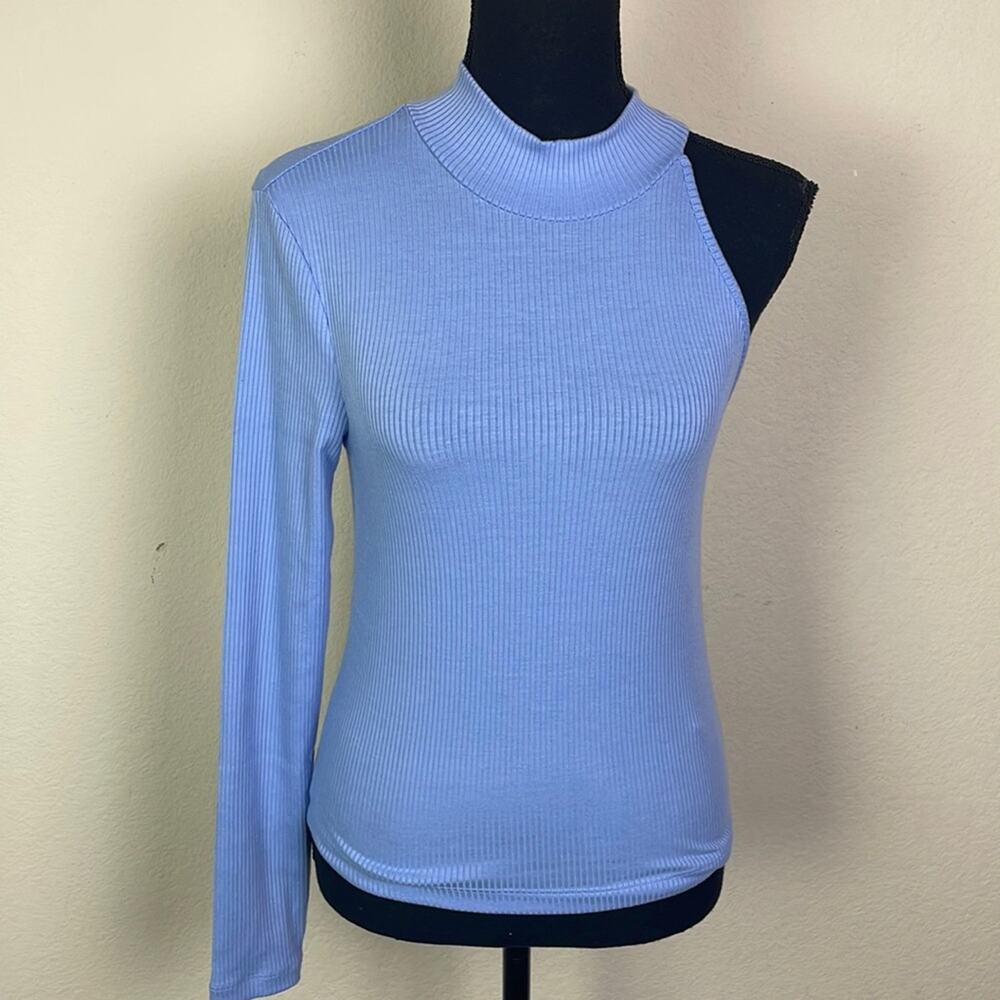 New! Vero Moda long sleeve Hydrangea Sadie asymmetrical ribbed top women’s S